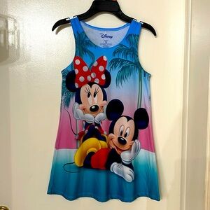 NWT DISNEY MICKEY & MINNIE MOUSE GIRLS TANK DRESS SIZE M 7/8 BEACHY STRETCH
